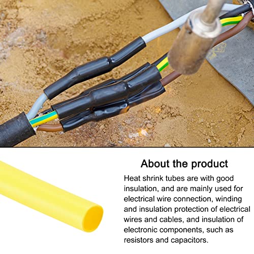 צינורות מכווץ חום חום 2: 1 עטיפת צינור שרוול כבלים, [להגנת בידוד חשמלי] - 0.6 ממ DIA/33ft/צהוב